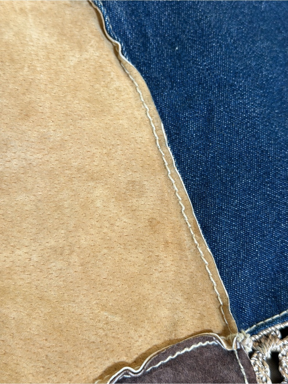 Y2K Wilson’s Leather Maxima Suede Denim Crochet Patchwork halter top & pant set - Picture 10 of 15